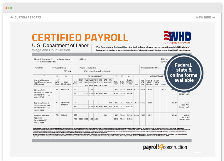 Certified Payroll Reports for Contractors