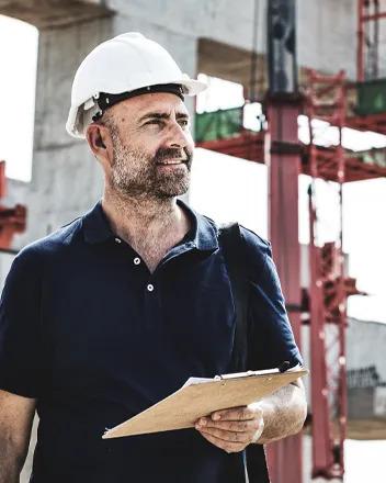 contractors going over a blueprint on public school project